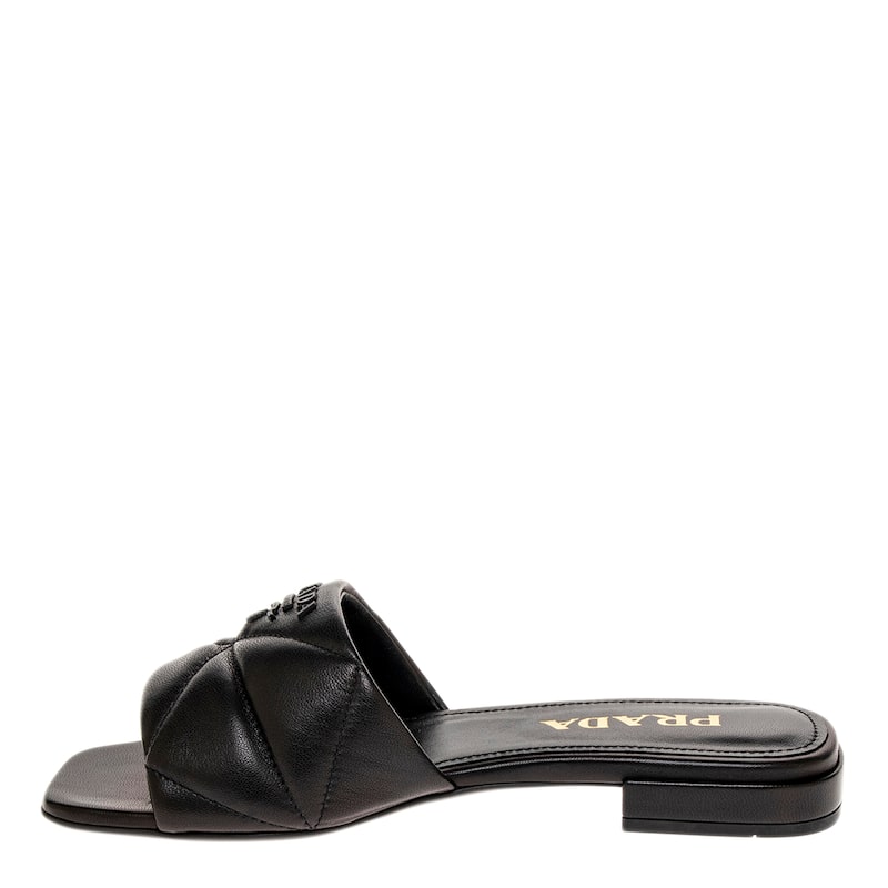 Prada Triangle Logo Quilted Sandals
