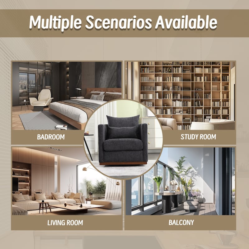 Modern 31.5" Chenille Upholstered 360° Swivel Accent Chair with Sturdy Hardwood Frame for Living Room