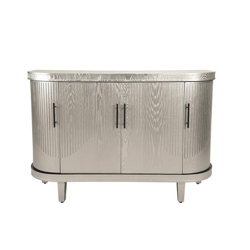 47.24" Modern Curved Sideboard Wooden Storage Cabinet with Adjustable Shelves for Home Organization