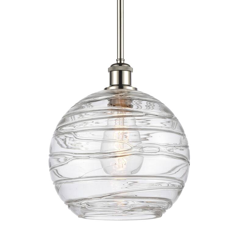 Innovations Lighting 516-1S-13-10 Athens Pendant Athens 10" Wide - Clear Deco Swirl / Polished Nickel