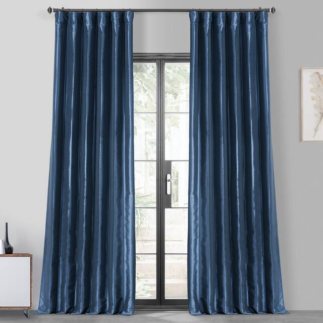 Ex. Fabrics Faux Silk Taffeta Solid Blkout Curtain (1 Panel) - 50 x 120 - Navy