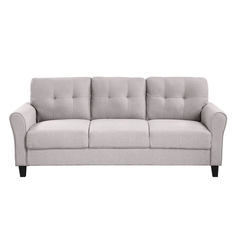 79.9" 3-seat Sofa Button Tufted Linen Upholstered Livingroom Sofa