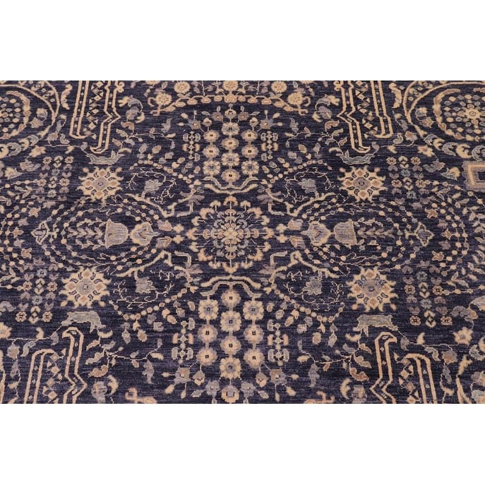 Shabby Chic Ziegler Maia Blue Gray Hand-Knotted Wool Rug - 9'0'' x 11'11''