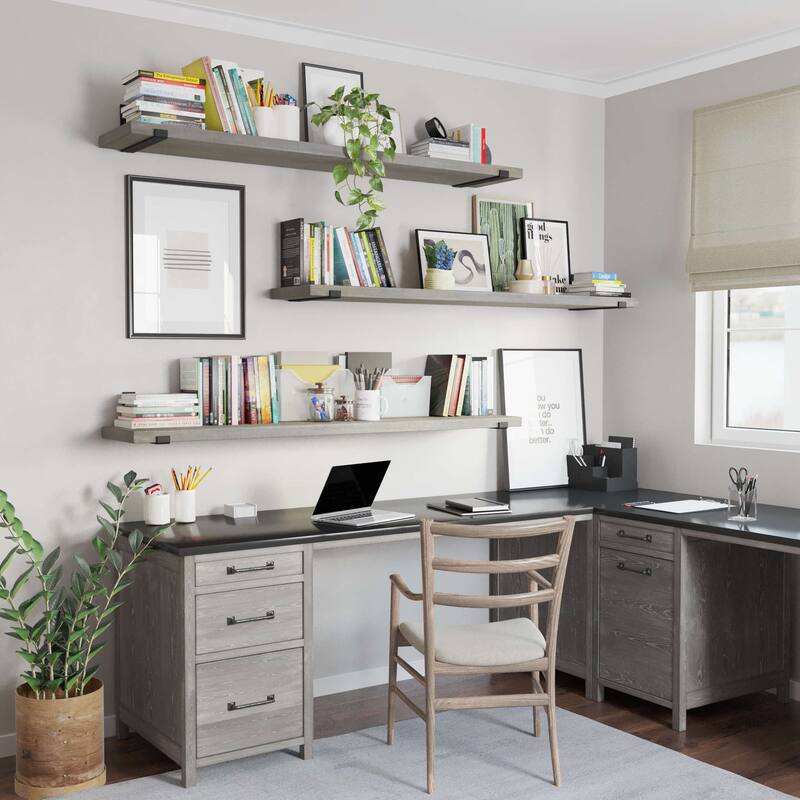 Wallniture Forte Wood Board 60" Long, 11.25'' Deep, 1.5" Thick, Wood Floating Shelf for Wall with Heavy Duty Metal Brackets, 1pc