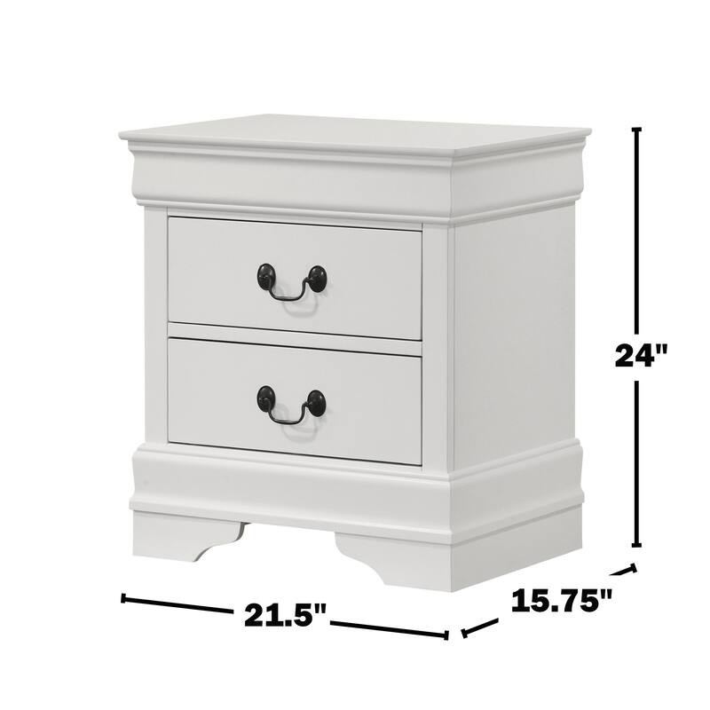 2-Drawer Nightstand with Bracket Feet