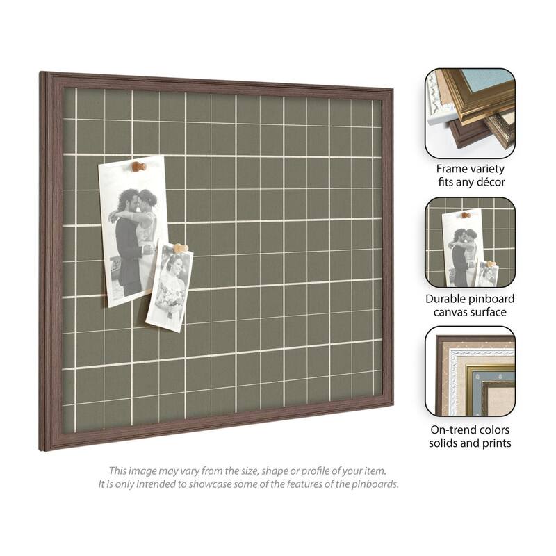 Kate and Laurel Framed Fabric Pinboard Sage Green Plaid Wall Organization