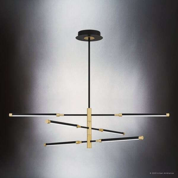 dimension image slide 0 of 3, Luxury Modern Chandelier, 10.00H x 39.75W, with Luxe Industrial Style, Matte Black, UQL4500 by Urban Ambiance