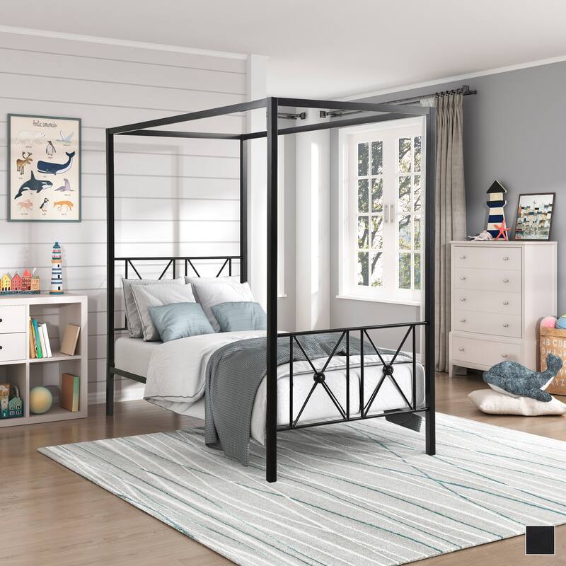Marnie Double-Cross Canopy Metal Bed
