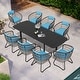 preview thumbnail 13 of 45, 7/9PC Outdoor Aluminum Expandable Patio Dining Sets Extension Table with Rattan Chair
