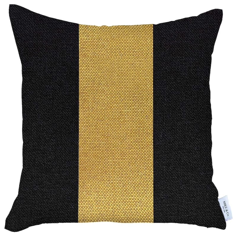 HomeRoots 18" X 18" Black And Yellow Geometric Zippered Handmade Polyester Throw Pillow Cover