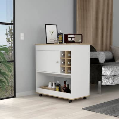 Pendleton 1-Shelf 6-Bottle Bar Cart