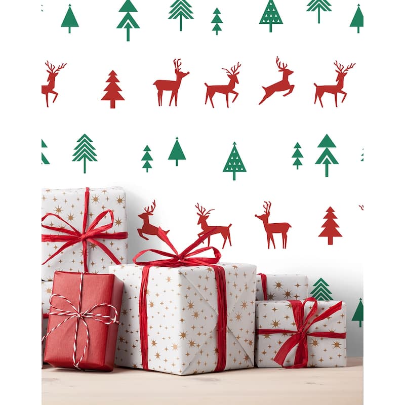 NextWall Run, Run Reindeer Peel and Stick Wallpaper - 20.5 in. W x 18 ft. L