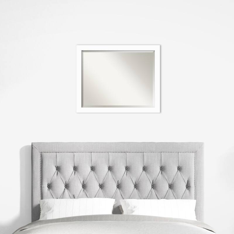 Basic Narrow Beveled Wood Framed Wall Mirror