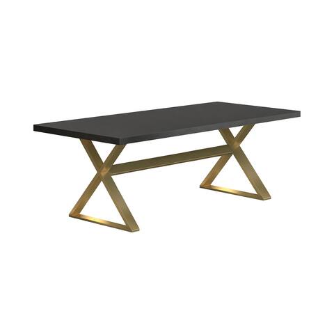Rectangular Dining Table in Dark Walnut and Aged Gold