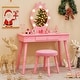 preview thumbnail 1 of 6, 2-in-1 Kids Makeup Vanity Princess Vanity Table & Chair Set w/Lights