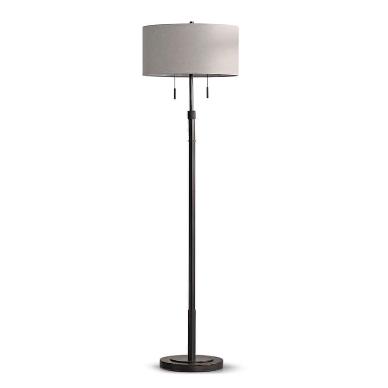 The Grande 55"~66"H Adjustable Floor Lamp_DarkBronze - Drum_TanShade