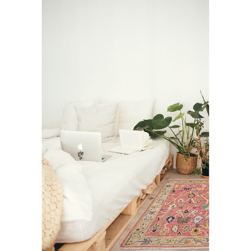 ECARPETGALLERY Hand-knotted Modern Oushak Dark Pink Wool Rug - 3'0 x 5'1