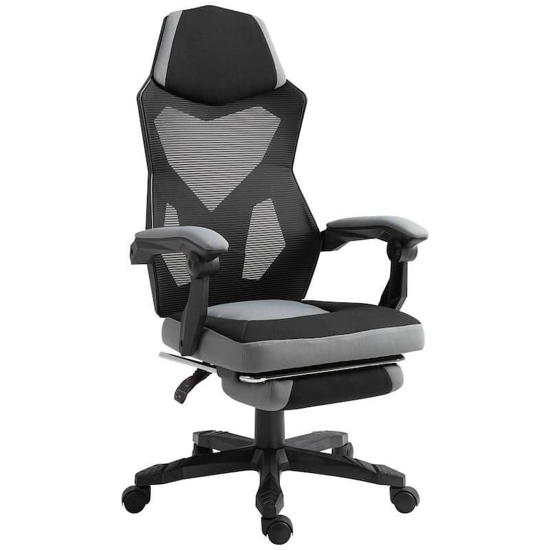 Vinsetto Home Office Chair Adjustable Height Recliner with Retractable Footrest, Mesh Back