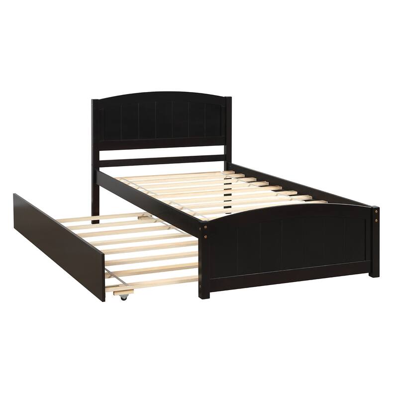 Wood Twin Size Platform Bed Solid Construction Twin Bed Frame