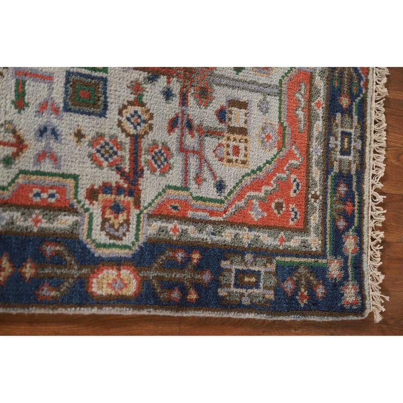 Geometric Kazak Indian Area Rug Handmade Wool Carpet - 3'0"x 5'0"