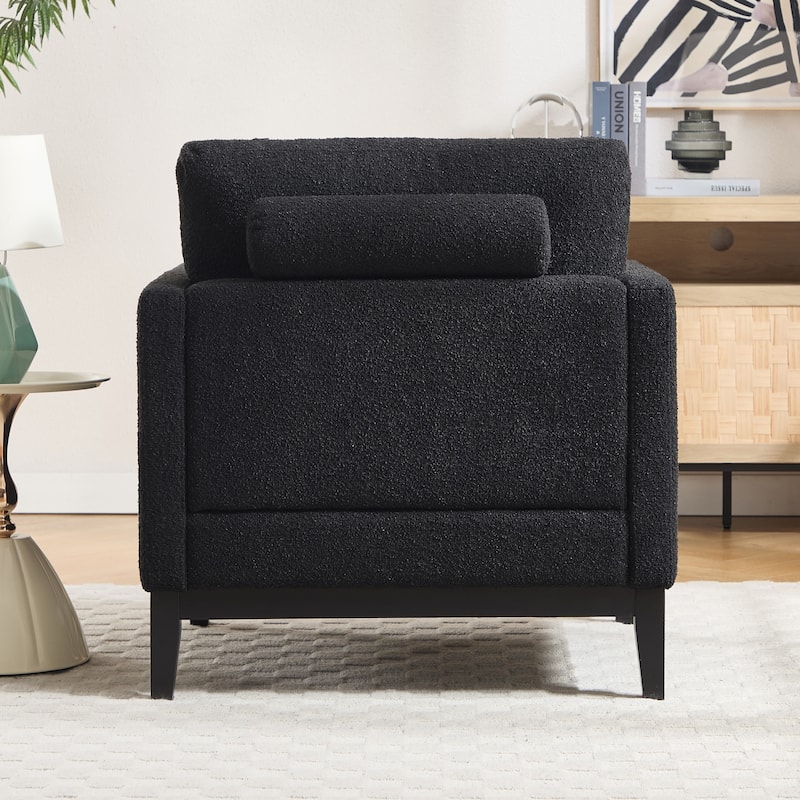35.4"W Modern Reading Chair,Upholstered Accent Chair with Pillows and Wood Legs