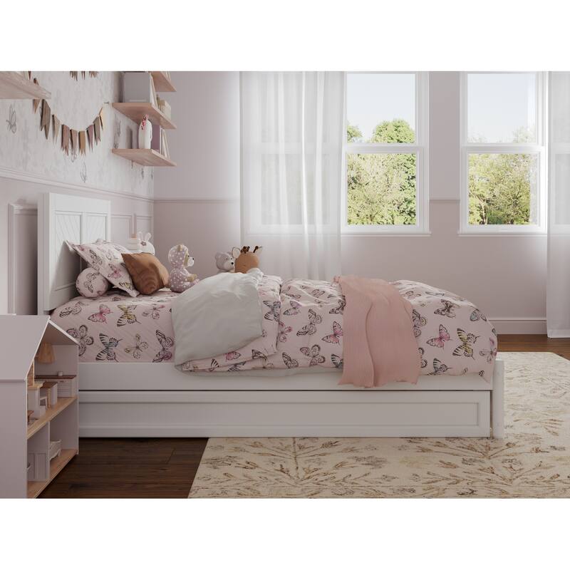 Clayton Platform Bed with Panel Footboard and Twin Trundle