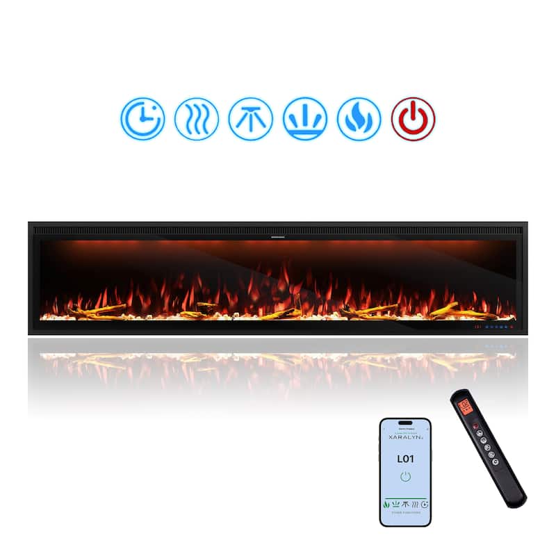 Clihome 42-88" Recessed Wall-Mounted Smart Control Electric Fireplace