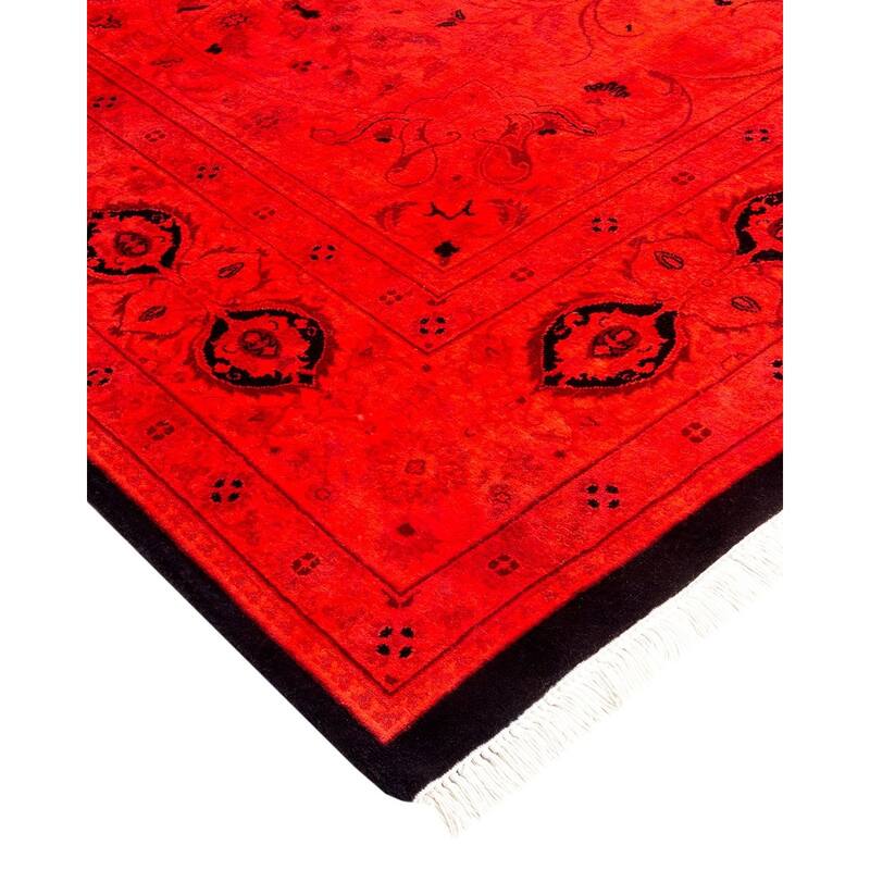 Overton Hand Knotted Wool Vintage Inspired Modern Contemporary Overdyed Orange Area Rug - 6' 0" x 9' 3"