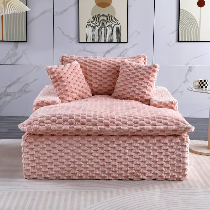 51.2" Corduroy Upholstered Compression Sofa - Pink