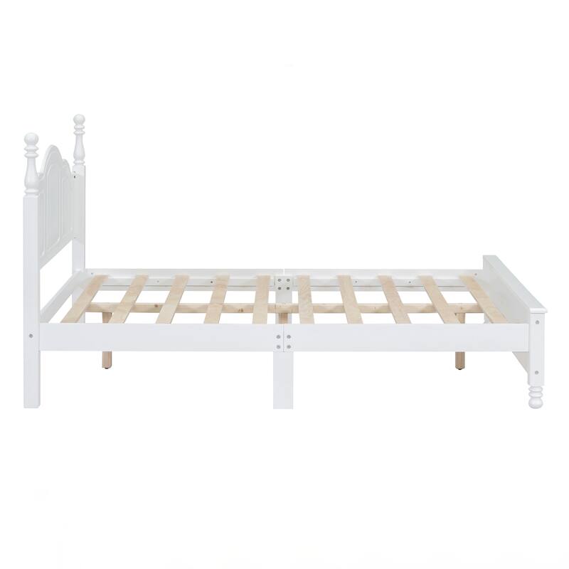 Full Size Wood Platform Bed Frame,Retro Style Platform Bed with Wooden Slat Support