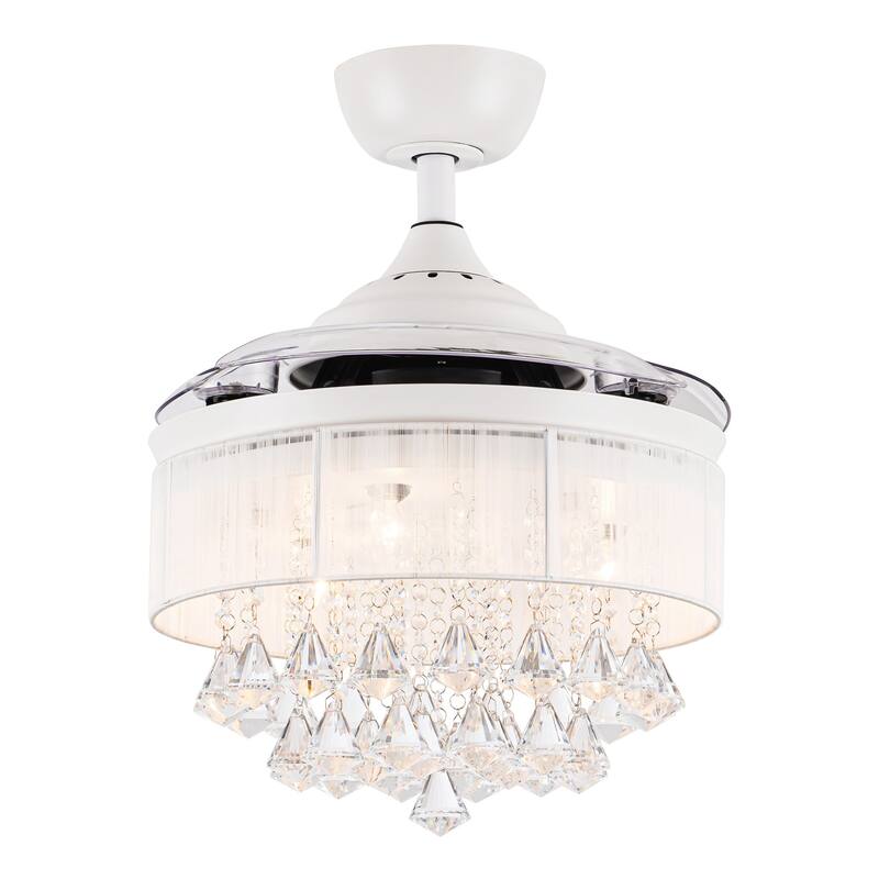 36" Modern Crystal Chandelier 3-Blade Ceiling Fan with Remote