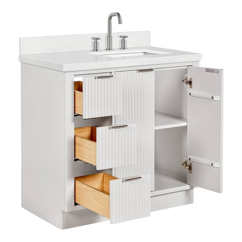 Ariel P36RCQRVO Milan 36" Free Standing Single Basin Vanity Set with