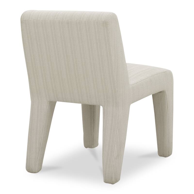 NADAAL STUDIOS Elion Dining Chair, Overly Padded Design, Aluminum Frame, Cream Olefin Fabric