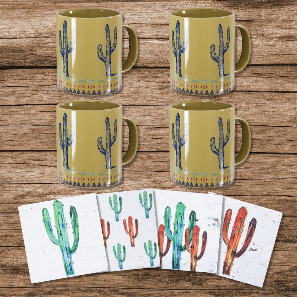 Paseo Road by Hiend Accents Cactus Mug & Coaster Set, 8PC