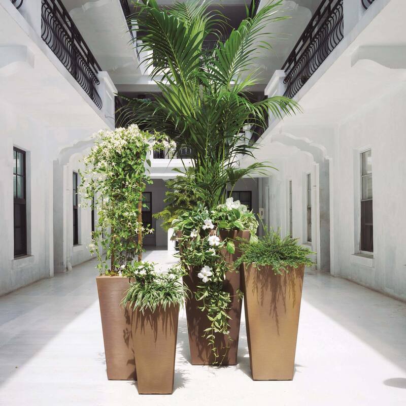 Bowery Indoor Outdoor Square Tall Plant Pot with Sand Cavity