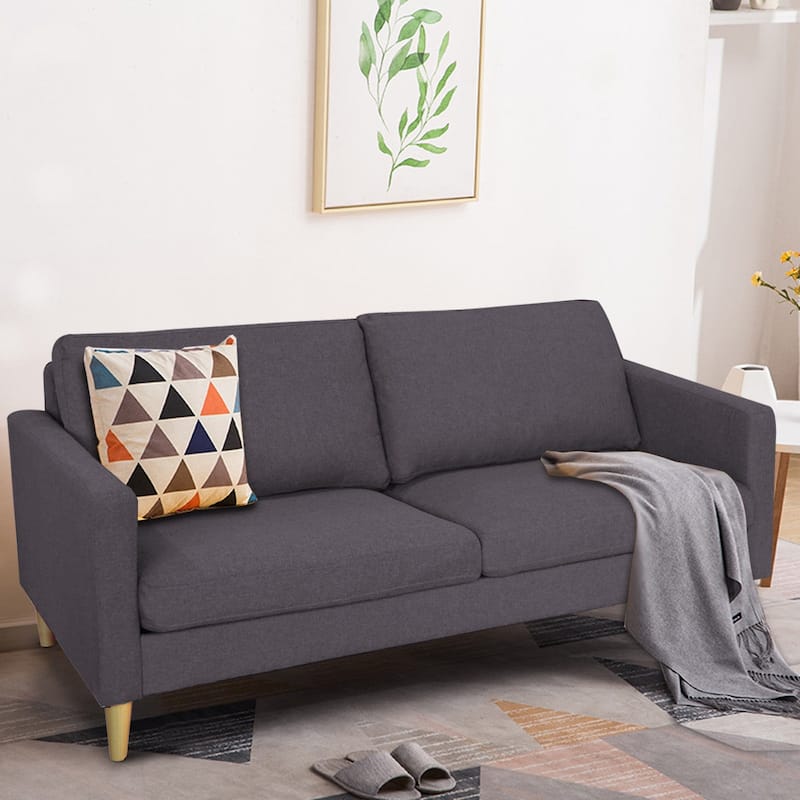 Costway Modern Fabric Couch Sofa Love Seat Upholstered Bed Lounge
