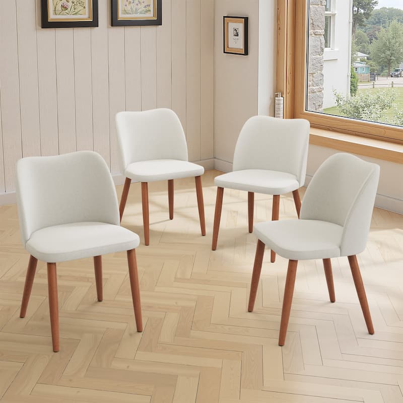 Modern Upholstered Dining Chairs with Padded Seat and Wood Legs