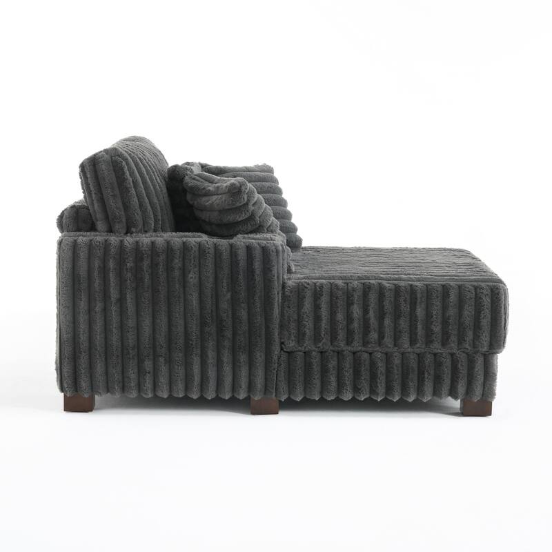 42"W Upholstered Chaise Lounge Sofa Bed with Pillow and Cup Holder