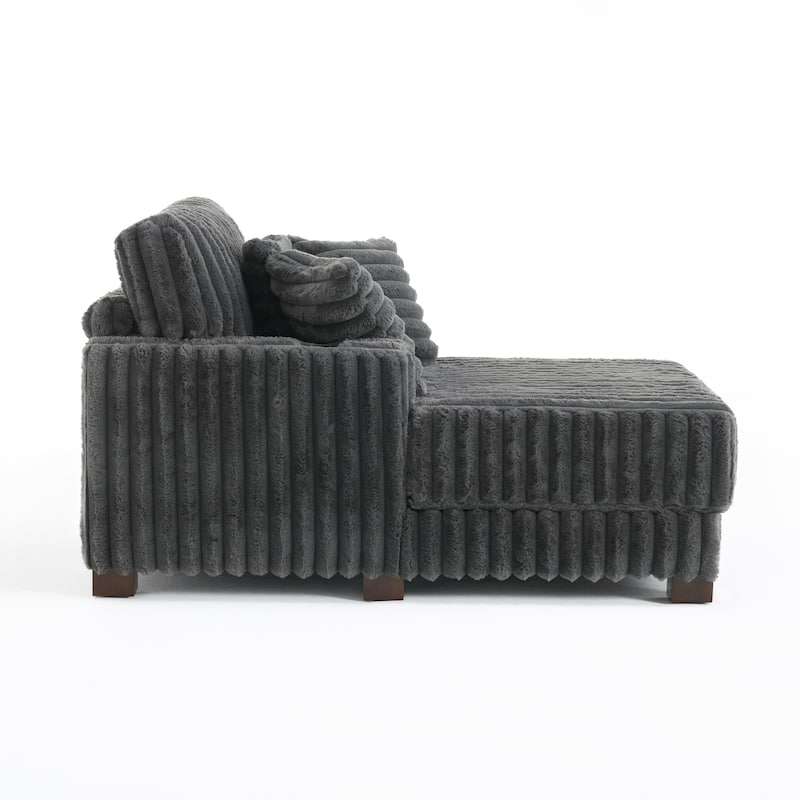 Modern Upgraded Plush Fabric Sofa Chaise Lounge with Pillows