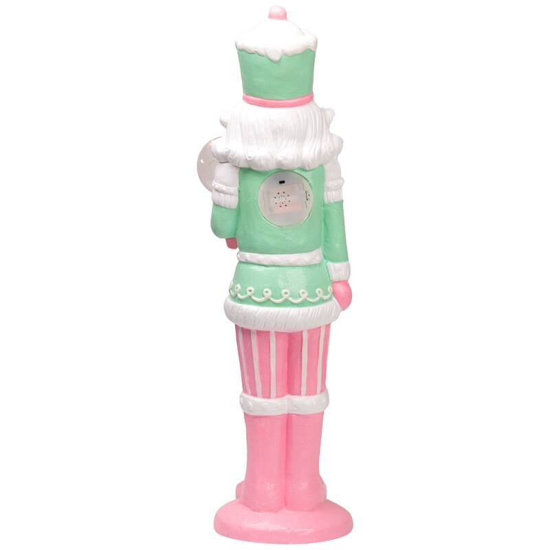 LED Lighted Glitter Christmas Nutcracker - 27" - Green and Pink