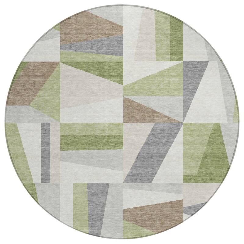 Machine Washable Indoor/ Outdoor Contemporry Mosaic Chantille Rug
