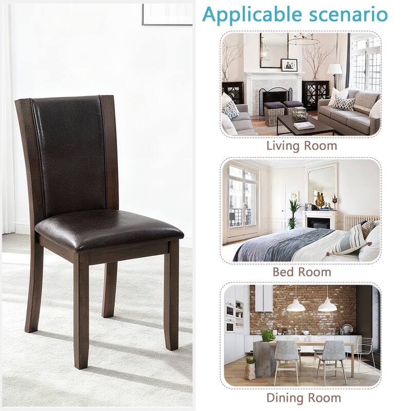 GDFStudio - Milo Modern Upholstered Wooden Dining Chairs, Foam Padded Seat & High Backrest, Set of 4 - 17"W