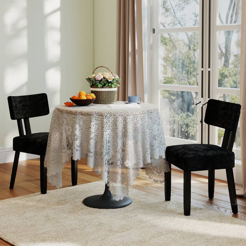 Mid-century Fabric Upholstered Dining Chairs in Black Legs - Black