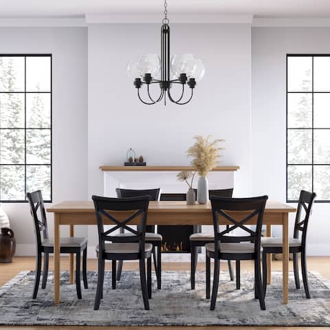 5 Light Matte Black Chandelier Ceiling Fixture