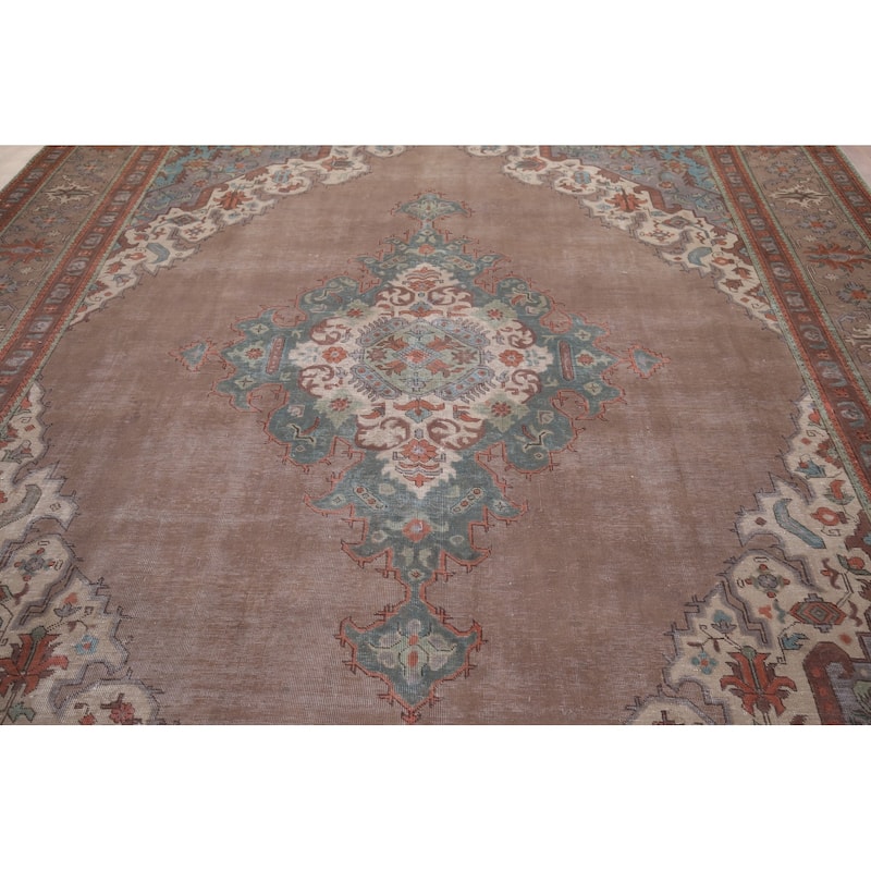 Over-Dyed Distressed Tabriz Persian Antique Wool Carpet - 9'11" x 12'11"