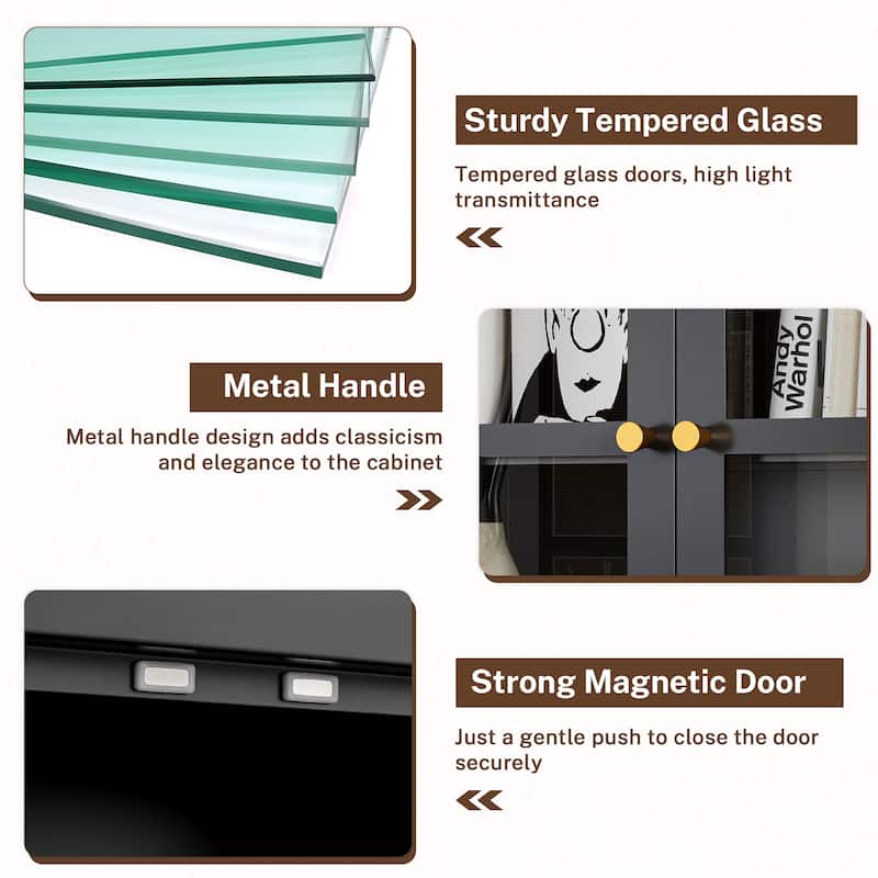 73.6-Inch Arched Metal Storage Display Cabinet with Adjustable Shelves