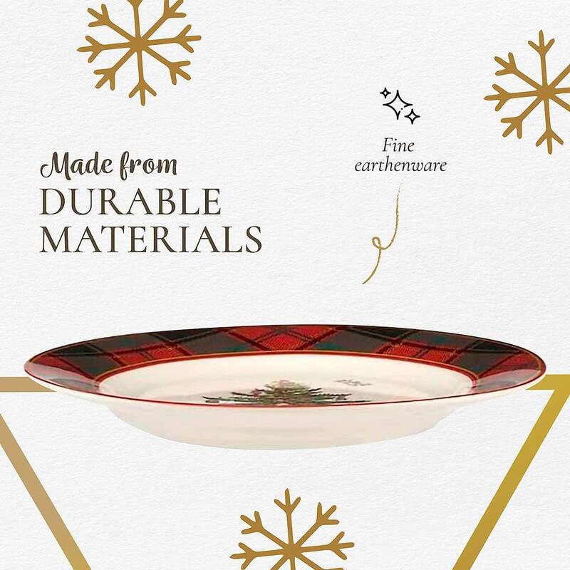 Spode Set of 4 Christmas Tree Tartan Plates