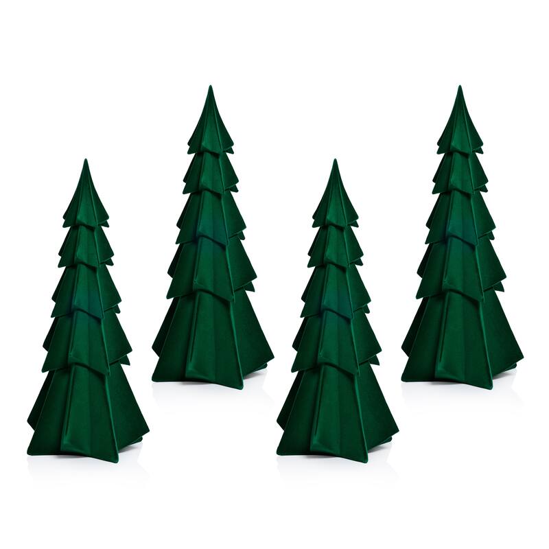 Flocked Decorative Trees - Holiday Tabletop Décor, Set of 4