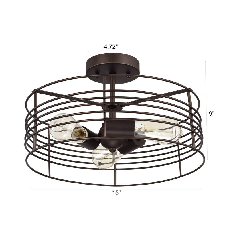 3-light Oil Rubbed Bronze Semi-Flush Mount