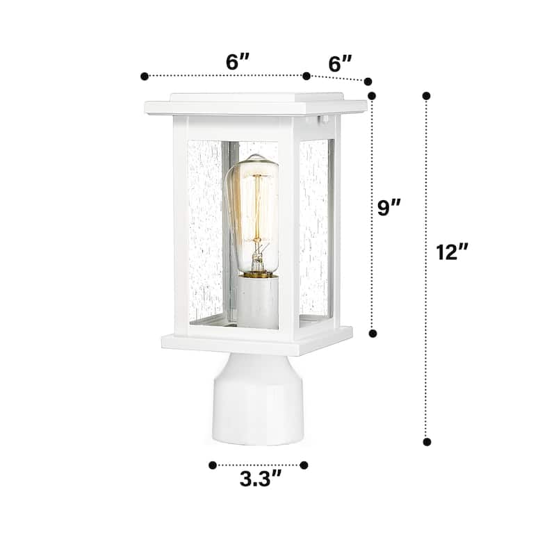 Outdoor Post Light Fixtures, 1-Light with Seeded Glass - ‎6 x 6 x 12 inches